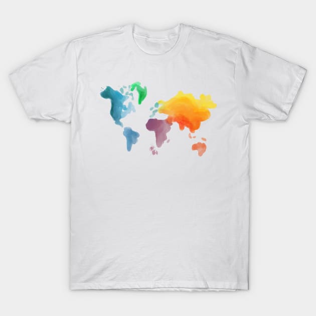 Watercolor earth map, land map, continents map, world map T-Shirt by PrimeStore